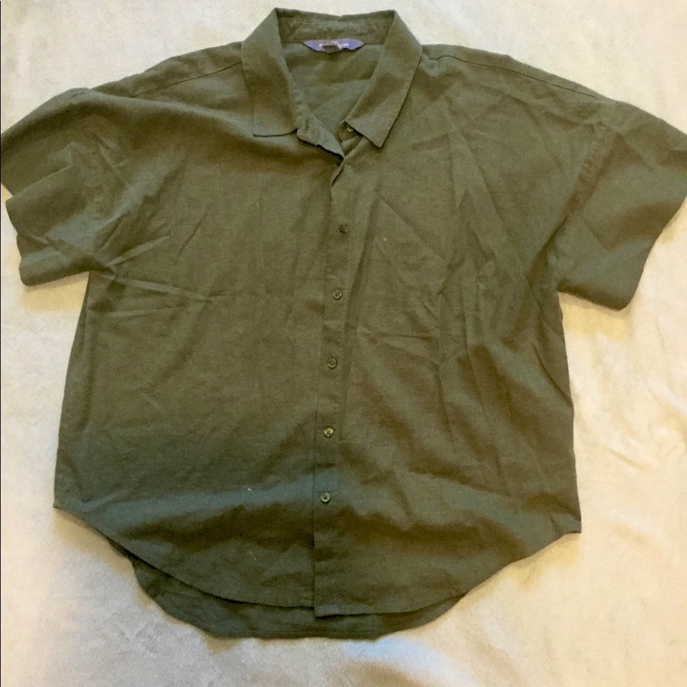 Army Green Market&Spruce Button Down Blouse
